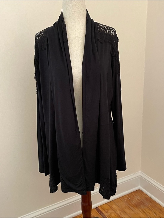 Soma Sweaters - Soma Black Lace Detail Lounge Wrap Cardigan Large NWT